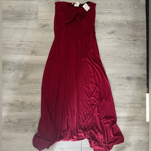 Free People Dresses & Skirts - Free people beach Strapless Burgundy Dress Sz M